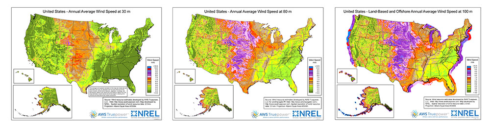 NREL wind potential maps.